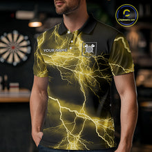 Load image into Gallery viewer, Thunder Lightning Yellow Darts Shirt With Pocket For Men Custom Dart Jersey TDM4695