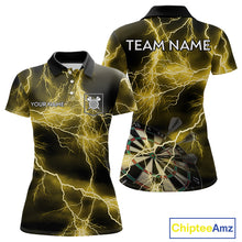 Load image into Gallery viewer, Thunder Lightning Yellow Darts Shirt With Pocket For Women Custom Dart Jersey TDM4695