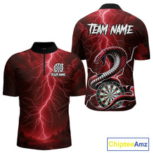 Load image into Gallery viewer, Red Lightning Thunder Cobra Darts Shirt For Men Custom Darts League Team Jersey Polo &amp; 1/4 Zip TDM4894