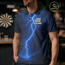 Load image into Gallery viewer, Blue Lightning Thunder Cobra Darts Shirt For Men Custom Darts League Team Jersey Polo &amp; 1/4 Zip TDM4895