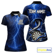 Load image into Gallery viewer, Blue Lightning Thunder Cobra Darts Shirt For Women Custom Darts League Team Jersey Polo &amp; 1/4 Zip TDM4895
