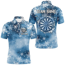 Load image into Gallery viewer, Personalized Christmas Dart Jerseys For Men Custom Blue Snowflake Pattern Dart Team Shirts TDM2859