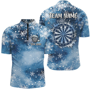 Personalized Christmas Dart Jerseys For Men Custom Blue Snowflake Pattern Dart Team Shirts TDM2859