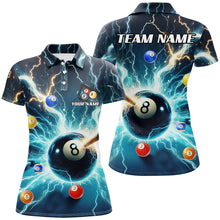 Load image into Gallery viewer, Blue Thunder Lightning Strike 8 Ball Women Billiard Shirts Custom Billiard League Pool Team Jerseys TDM2861