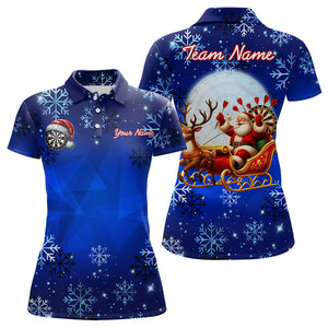 Funny Santa Snowflakes Pattern Custom Blue Christmas Dart Shirts For Women, Xmas Gifts For Dart Lover TDM3108