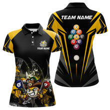 Load image into Gallery viewer, Funny 9 Ball Cowhand Billiard Shirts For Women Custom Yellow Black 9 Ball Pool Billiard Jerseys TDM3106