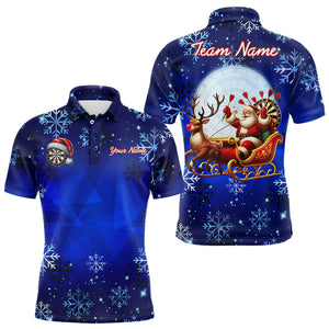 Funny Santa Snowflakes Pattern Custom Blue Christmas Dart Shirts For Men, Xmas Gifts For Dart Lover TDM3108