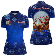 Load image into Gallery viewer, Funny Santa Snowflakes Pattern Custom Blue Christmas Dart Shirts For Men, Xmas Gifts For Dart Lover TDM3108