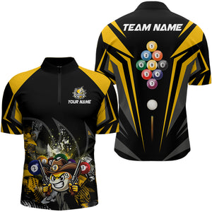 Funny 9 Ball Cowhand Billiard Shirts For Men Custom Yellow Black 9 Ball Pool Billiard Jerseys TDM3106