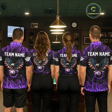 Load image into Gallery viewer, Purple Flaming American Flag Eagle 8 Ball Billiard Shirt For Men Custom Patriotic Pool Team Jersey TDM5588