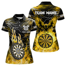 Load image into Gallery viewer, Yellow Dartboard Flame Custom Eagle Women Dart Shirts, Lightning Dart Jerseys TDM3508