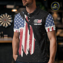 Load image into Gallery viewer, Personalized Grunge US Flag Eagle Darts Shirt For Men, Patriotic Darts Team Jersey Polo &amp; 1/4 Zip TDM5831