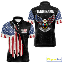 Load image into Gallery viewer, Personalized Grunge US Flag Eagle Darts Shirt For Men, Patriotic Darts Team Jersey Polo &amp; 1/4 Zip TDM5831
