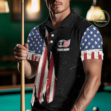 Load image into Gallery viewer, Personalized Grunge American Flag Men's Billiard Shirt Custom 9 Ball Pool Billiard Team Jersey TDM5832