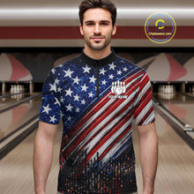 Load image into Gallery viewer, American Flag Fire Patriotic Bowling Shirt For Men Custom Bowling Team Jersey Polo &amp; 1/4 Zip TDM6204