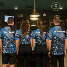 Load image into Gallery viewer, Custom Blue Funny Cat Billiard Shirt For Women, Personalized 8 Ball Pool Team Jersey Polo &amp; 1/4 Zip TDM6442