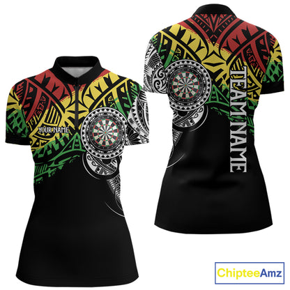 Women’s tribal darts quarter zip jersey with custom team branding for competitive matches.