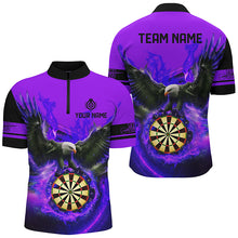 Load image into Gallery viewer, Personalized 3D Eagle Flying On Dart Board Fire Darts Shirts For Men Custom Darts Jerseys |Purple TDM2125