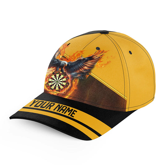Personalized Eagle Flying On Dartboard Fire Custom Name Dart Hats, 3D Printed Darts Baseball Caps TDM2128