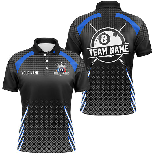 Personalized Billiard Tournament Pool Shirts For Men, Best Custom 8 Ball Billiard Team Jersey |Blue TDM2132