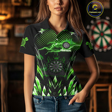 Load image into Gallery viewer, Personalized Green Icy Lightning Darts Shirt For Women Custom Dart League Team Jersey Polo &amp; 1/4 Zip TDM4464