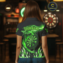 Load image into Gallery viewer, Personalized Green Icy Lightning Darts Shirt For Women Custom Dart League Team Jersey Polo &amp; 1/4 Zip TDM4464