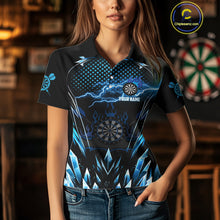 Load image into Gallery viewer, Personalized Blue Icy Lightning Darts Shirt For Women Custom Dart League Team Jersey Polo &amp; 1/4 Zip TDM4465