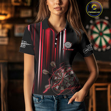 Load image into Gallery viewer, Red Throwing Skills Loading Custom Darts Shirt For Women With Pocket Option TDM4702