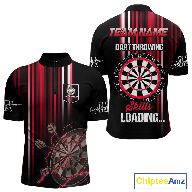 Red Throwing Skills Loading Custom Darts Shirt For Men With Pocket Option TDM4702