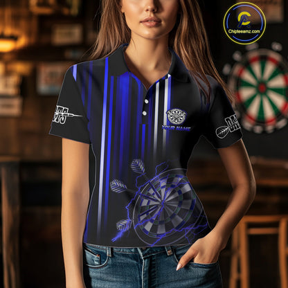 Blue Throwing Skills Loading Custom Darts Shirt For Women With Pocket Option TDM4703
