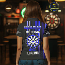 Load image into Gallery viewer, Blue Throwing Skills Loading Custom Darts Shirt For Women With Pocket Option TDM4703