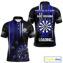 Load image into Gallery viewer, Blue Throwing Skills Loading Custom Darts Shirt For Men With Pocket Option TDM4703