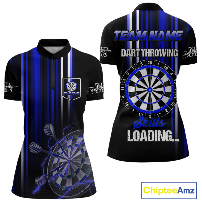 Blue Throwing Skills Loading Custom Darts Shirt For Women With Pocket Option TDM4703