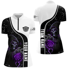 Load image into Gallery viewer, Purple Death Skeleton Darts Women Polo &amp; Quarter-Zip Custom Darts Shirts For Team Darts Jerseys TDM2626