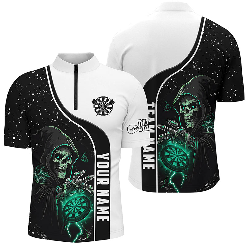 Turquoise Grim Reaper Darts Men Polo & Quarter-Zip Custom Darts Shirts For Team Darts Jerseys TDM2627