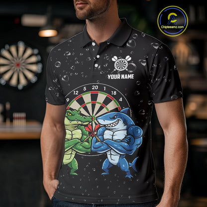 Personalized Funny Shark And Alligator Darts Shirt For Men Custom Darts Team Jersey, Darts Gifts TDM4900
