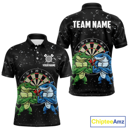 Personalized Funny Shark And Alligator Darts Shirt For Men Custom Darts Team Jersey, Darts Gifts TDM4900