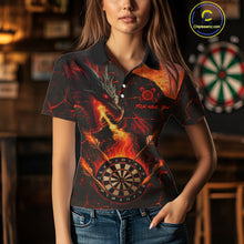 Load image into Gallery viewer, Personalized Fire Flame Dragon Darts Shirt For Women Custom Darts League Jersey Team Polo &amp; 1/4 Zip TDM4902