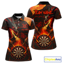 Load image into Gallery viewer, Personalized Fire Flame Dragon Darts Shirt For Women Custom Darts League Jersey Team Polo &amp; 1/4 Zip TDM4902
