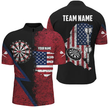 Load image into Gallery viewer, Personalized Red Retro American Flag Men Dart Shirts, Patriotic Dart Jerseys For Team Darts Player TDM2872