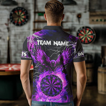 Load image into Gallery viewer, Purple Dart Board Fire Flame Custom Eagle Dart Shirts For Men, Thunder Lightning Dart Team Jerseys TDM2877