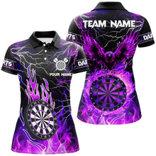 Load image into Gallery viewer, Purple Dart Board Fire Flame Custom Eagle Dart Shirts For Women, Thunder Lightning Dart Team Jerseys TDM2877