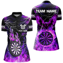 Load image into Gallery viewer, Purple Dart Board Fire Flame Custom Eagle Dart Shirts For Women, Thunder Lightning Dart Team Jerseys TDM2877