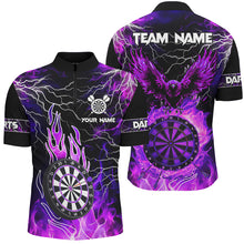 Load image into Gallery viewer, Purple Dart Board Fire Flame Custom Eagle Dart Shirts For Men, Thunder Lightning Dart Team Jerseys TDM2877