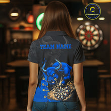 Load image into Gallery viewer, Black And Blue Funny Bull Darts Shirt For Women Custom Dart Jersey Team Polo &amp; 1/4 Zip TDM5125