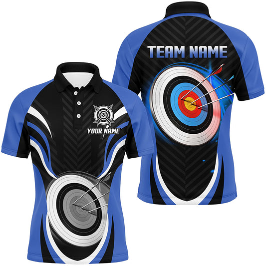 Blue Archery Jerseys Personalized Archery 3d Target Custom Men Polo Shirts, Best Archery Outfits TDM1017