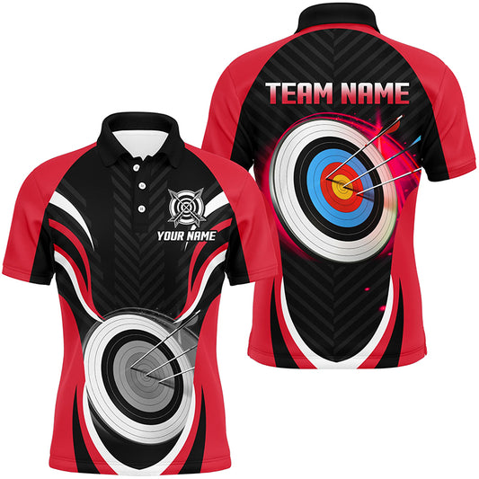 Red Archery Jerseys Personalized Archery 3d Target Custom Men Polo Shirts, Best Archery Outfits TDM1018