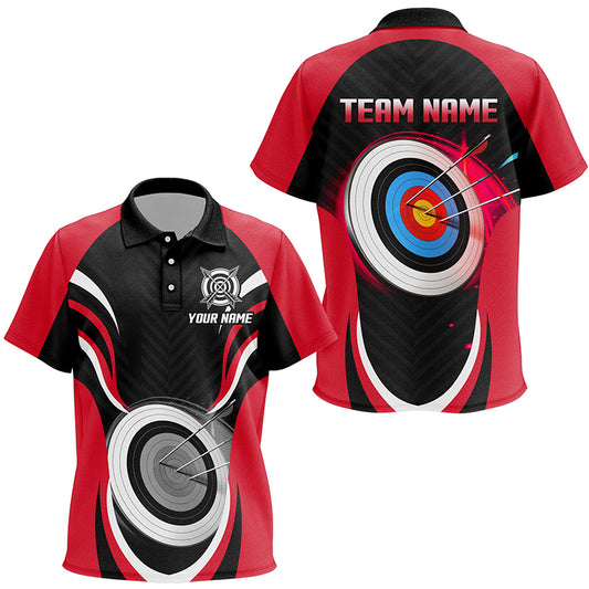 Red Archery Jerseys Personalized Archery 3d Target Custom Kid Polo Shirts, Best Archery Outfits TDM1018