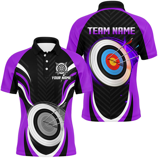 Purple Archery Jerseys Personalized Archery 3d Target Custom Men Polo Shirts, Best Archery Outfits TDM1019