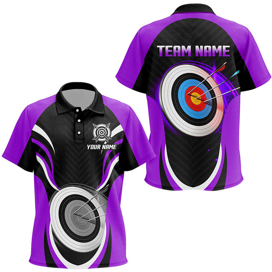 Purple Archery Jerseys Personalized Archery 3d Target Custom Kid Polo Shirts, Best Archery Outfits TDM1019